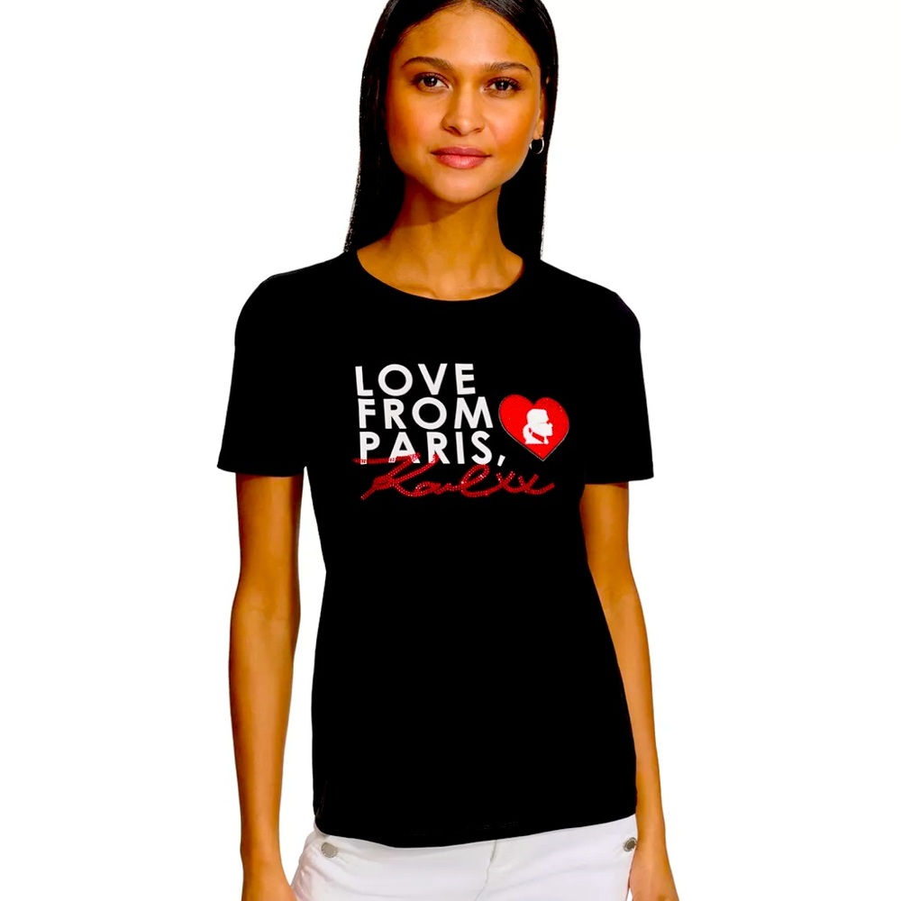 KARL LAGERFELD PARIS Women's Love From Paris Graphic T-Shirt